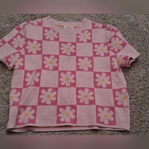 Debut Retro Daisy Pink Floral Cropped Top Size M
